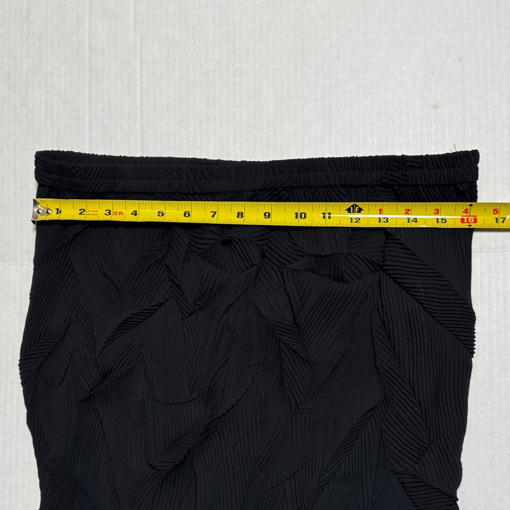 HAN FENG Women's Ruched Pleated Crinkle Black Maxi Skirt Sheer Whimsigoth XL - Picture 3 of 10